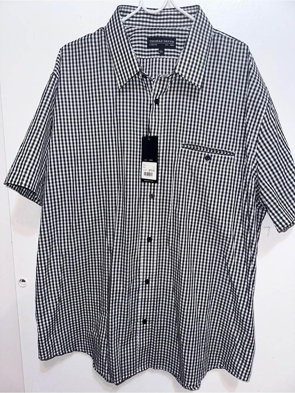 Thomas Payn Black & White Gingham Short-Sleeve Button-Down Shirt